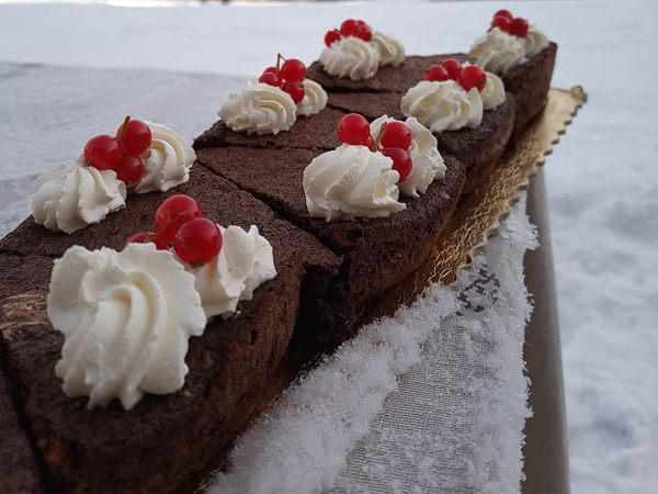 Caprese cake at Baita Resch- Cortina Delicious